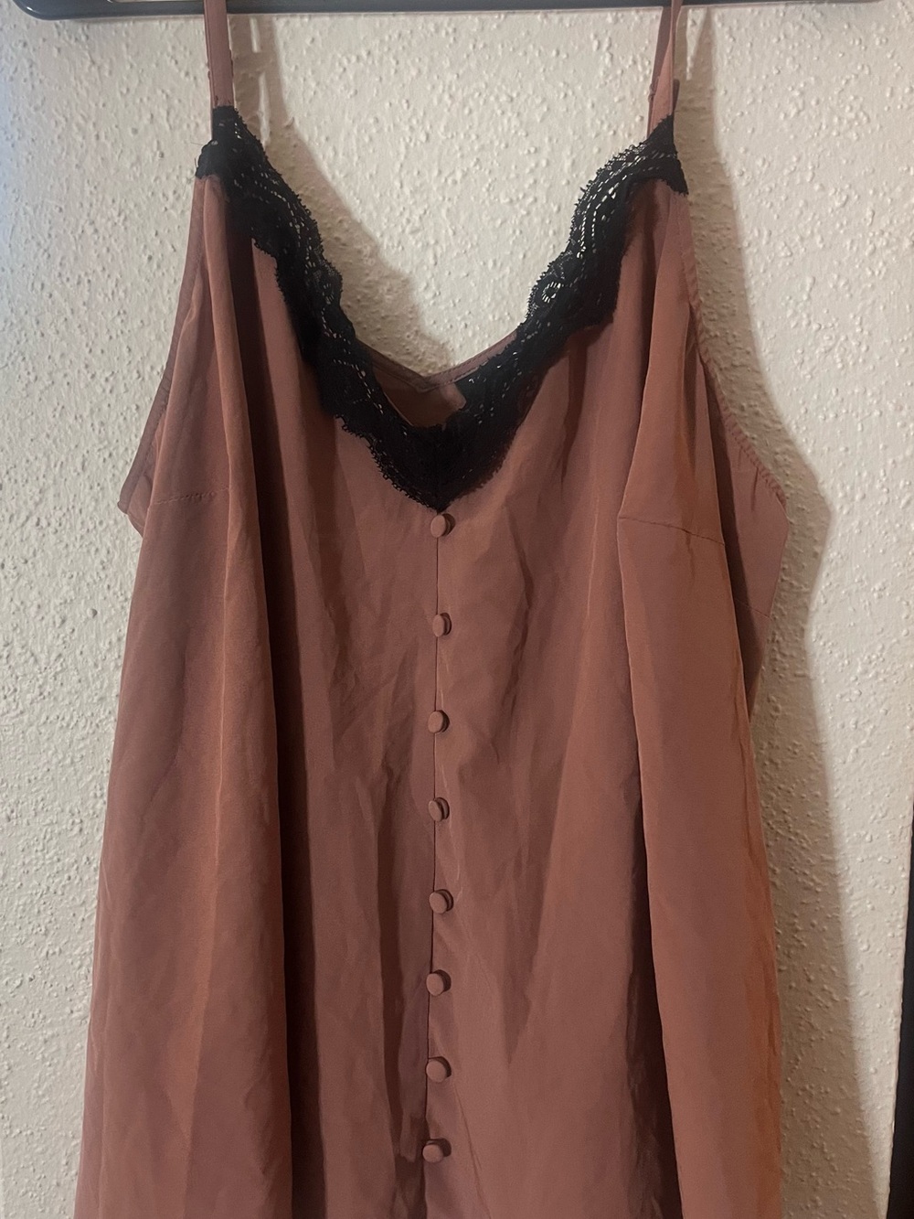 torrid Brown Satin Slip with Black Lace Trim